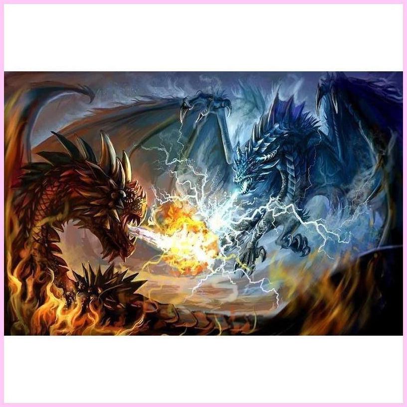 Clash of Storm and Fire Premium DIY Diamond Painting Kit Full - Dragons –  Heartful Diamonds